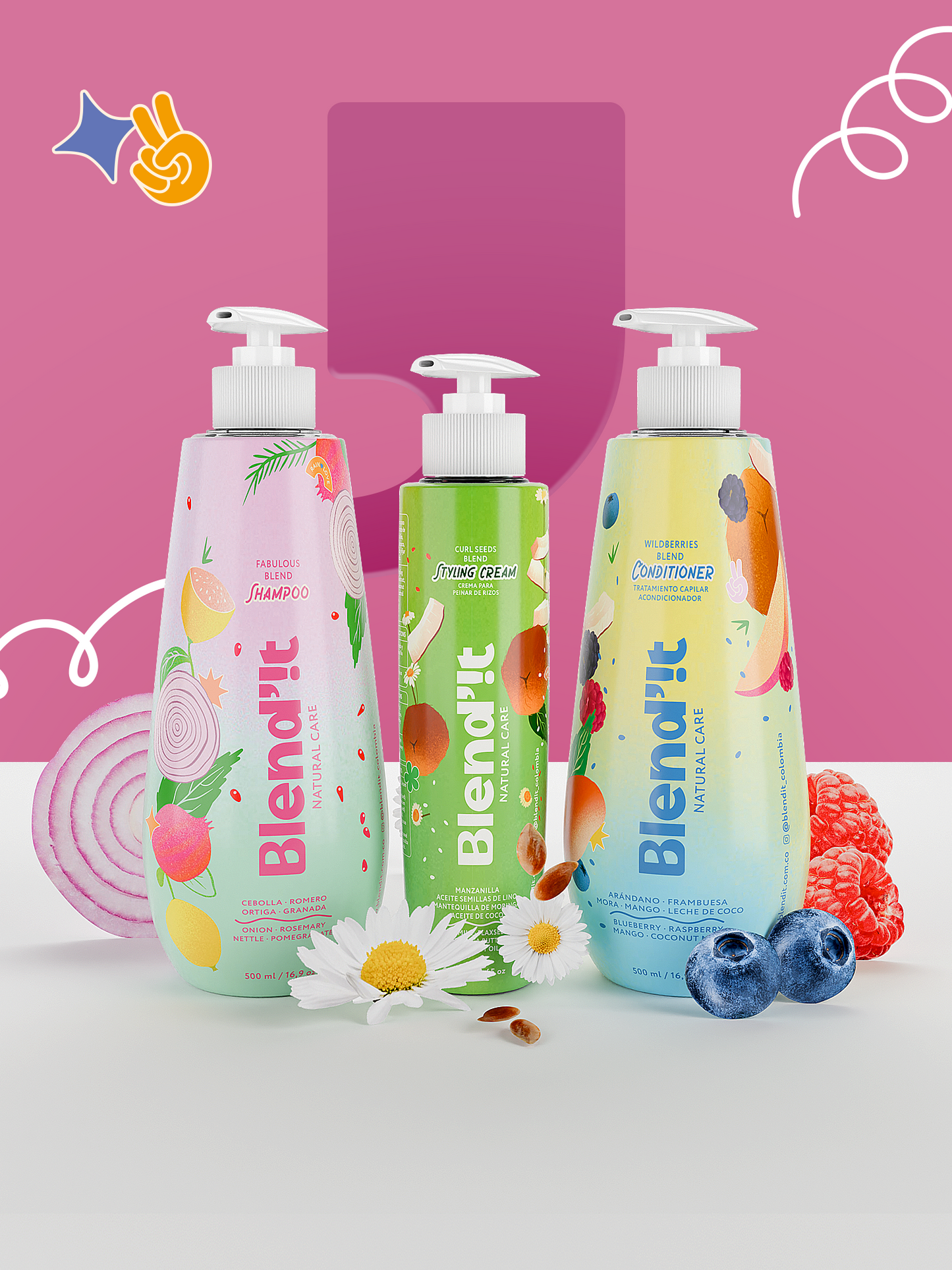 Trío Limpieza y Definición- Shampoo, Acondicionador y Crema para Peinar