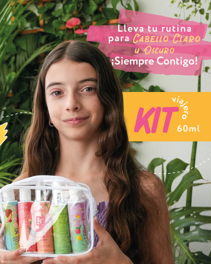 Kit Viajero Cabello Oscuro – Rutina completa en tamaño mini