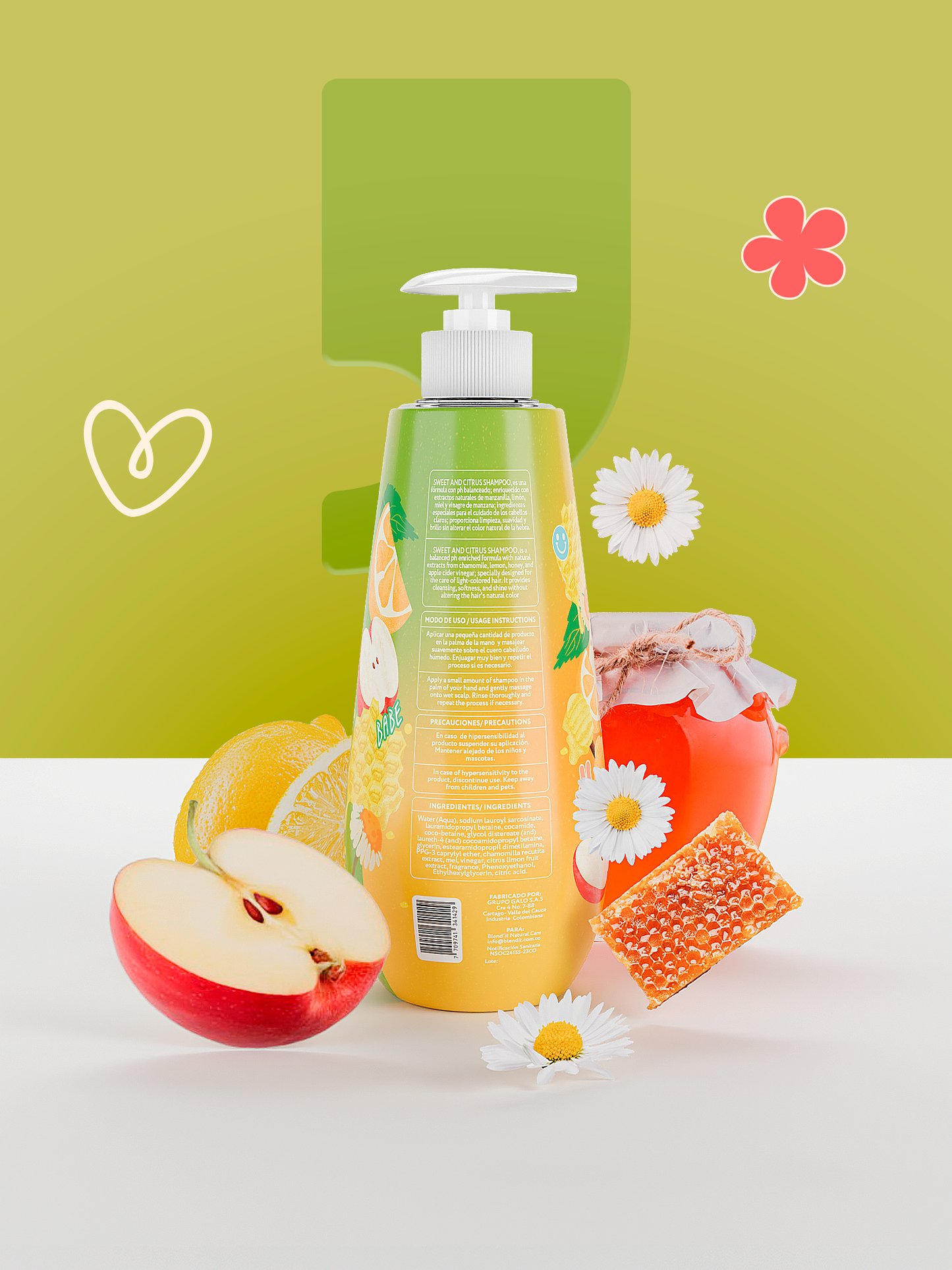 Shampoo de Manzanilla Sweet and Citrus Blend - Para el cuidado del Cabello Claro