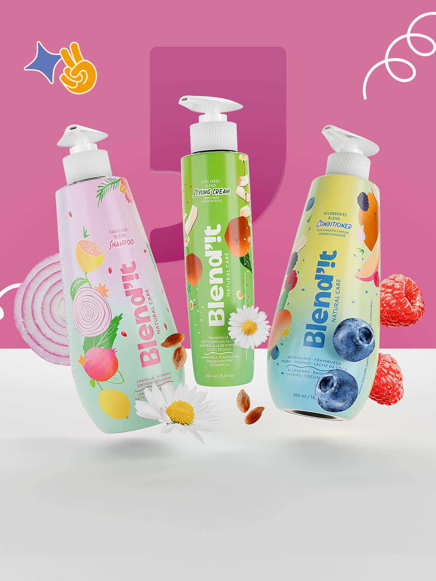 Trío Limpieza y Definición- Shampoo, Acondicionador y Crema para Peinar