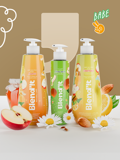 Trío Rubios y Rizados- Shampoo, Acondicionador y Crema para Peinar de Manzanilla