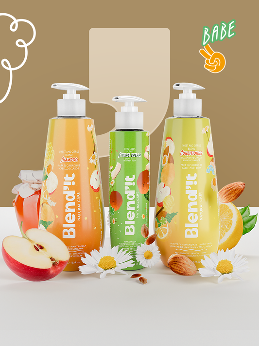 Trío Rubios y Rizados- Shampoo, Acondicionador y Crema para Peinar de Manzanilla