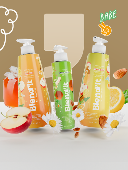 Trío Rubios y Rizados- Shampoo, Acondicionador y Crema para Peinar de Manzanilla