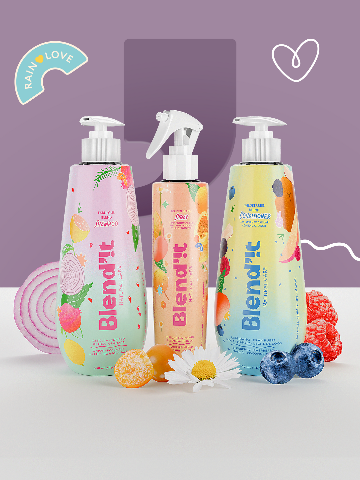 Trío Oscuro y Liso - Shampoo Romero, Acondicionador y Spray Desenredante